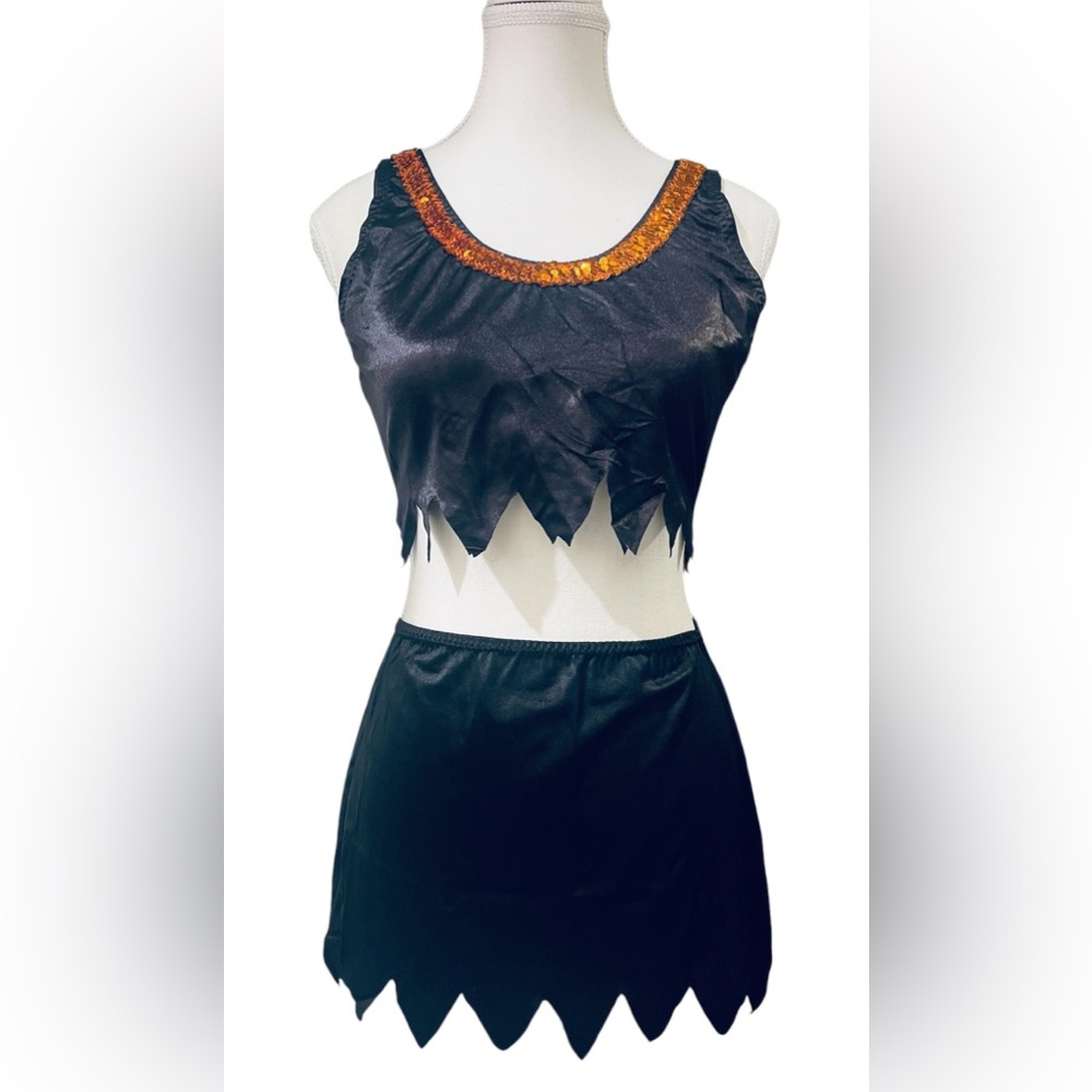 2pc Flirt Sexy Black Sequin  Witch Dress Halloween Costume Women One-Size